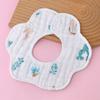 Class A Pure Cotton Gauze Baby Bibs Newborn Anti Spit Up Side Open 360 Degree Petal Shape Large Size Baby Drool Bibs