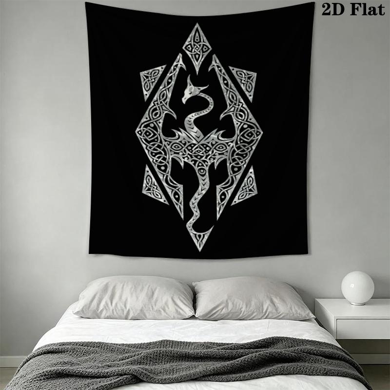 Skyrim Wall Tapestry Aesthetic Wall Hanging Printed Fabric Blanket Decorative Tapestries for Bedroom Living Room Home Decor