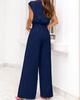 2026 Summer V-neck Lace-up Cropped Wide-leg Pants Set for Women