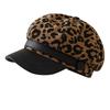 Leopard print octagonal hat Children's curved brim shows a small face Retro painter hat Versatile autumn and winter new newsboy hat