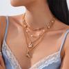 Adjustable Stackable Necklace with Boot Pendant and Simulated Pearls Clavicle Chain for Daily Wear Special Occasions