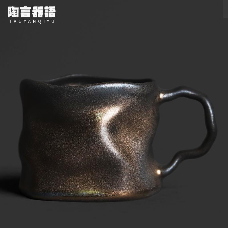 

400ml Handmade Coarse Pottery Kiln Fambe Coffee Mug Oatmeal Breakfast Mug Afternoon Tea Mug Office Water Cup Tea Services Craft As Your Choose