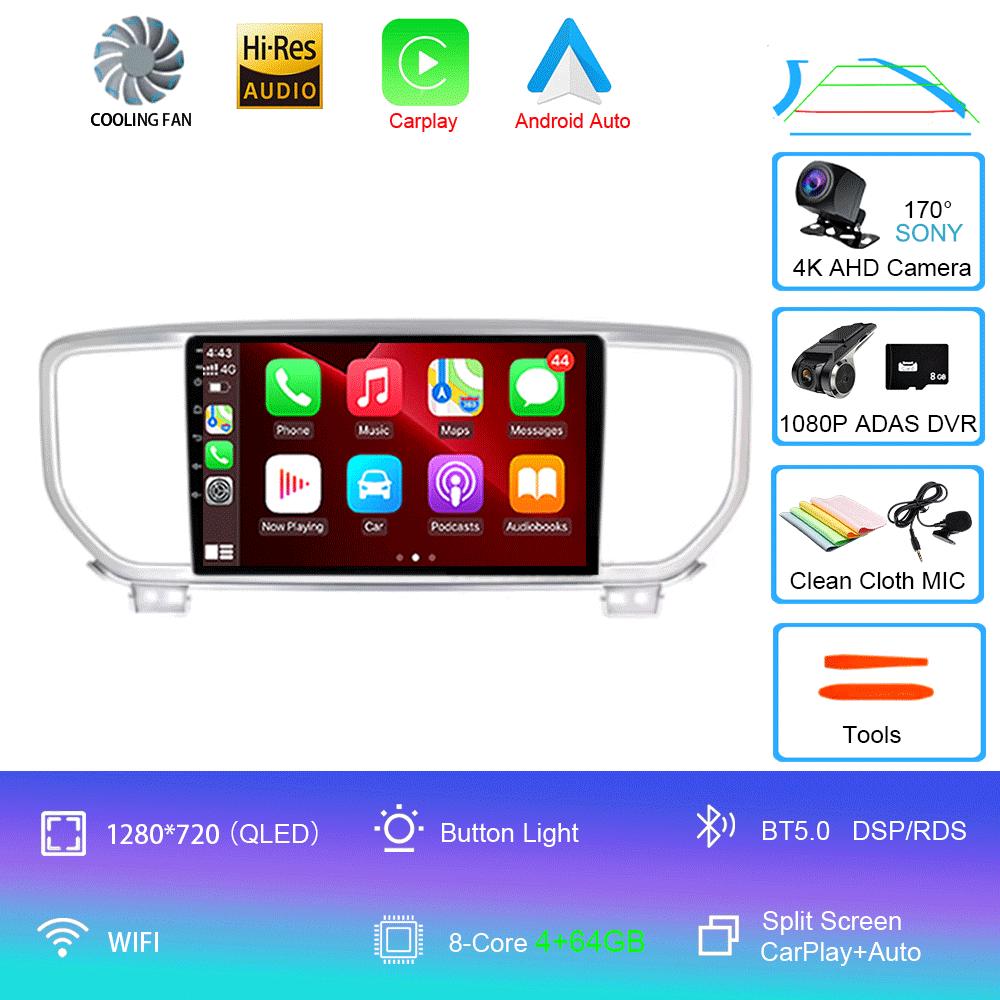 For Kia Sportage 4 QL 2018 - 2022 Car Radio Android 14 Carplay Navigation GPS Multimedia Player stereo wifi+4G Auto BT 360Camera
