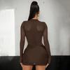 Sexy Round Neck Long Sleeve Mesh Patchwork Dress - Women's Autumn/Winter European & American Style
