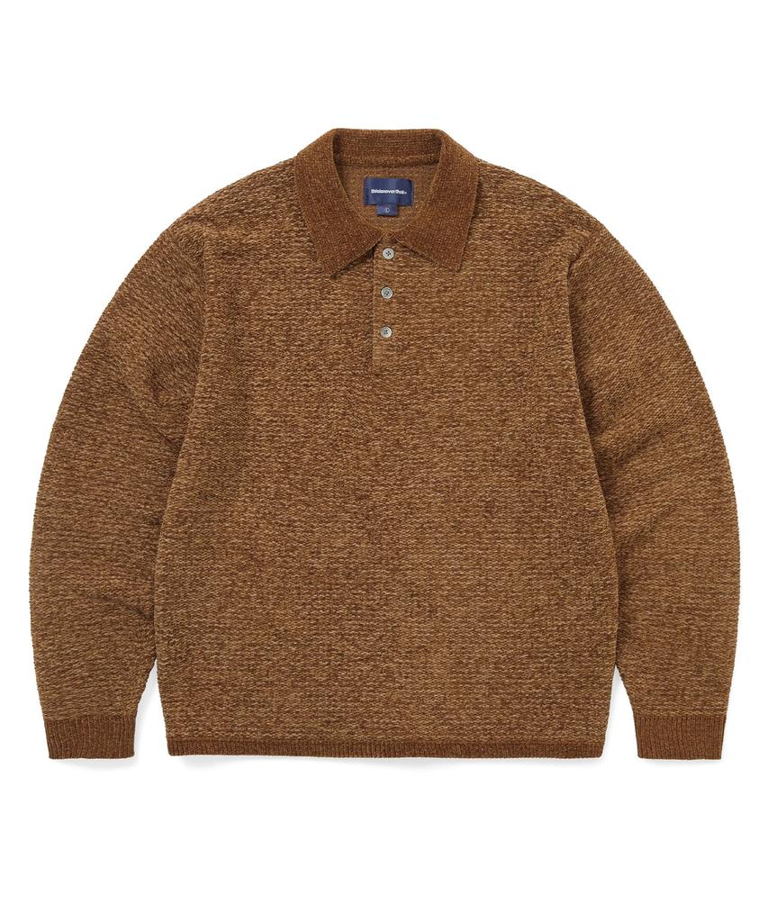 THISISNEVERTHAT Velvet Knit Polo Brown