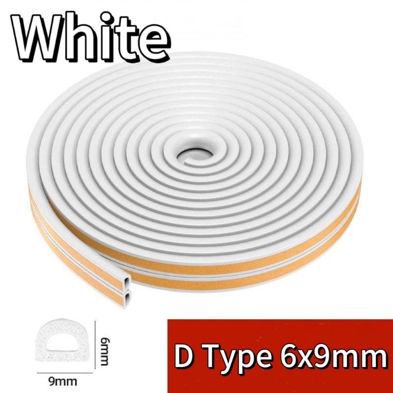 5M/10M Self Adhesive D Type Doors and For Windows Foam Seal Strip Soundproofing Collision Avoidance Rubber Seal Collision Foam