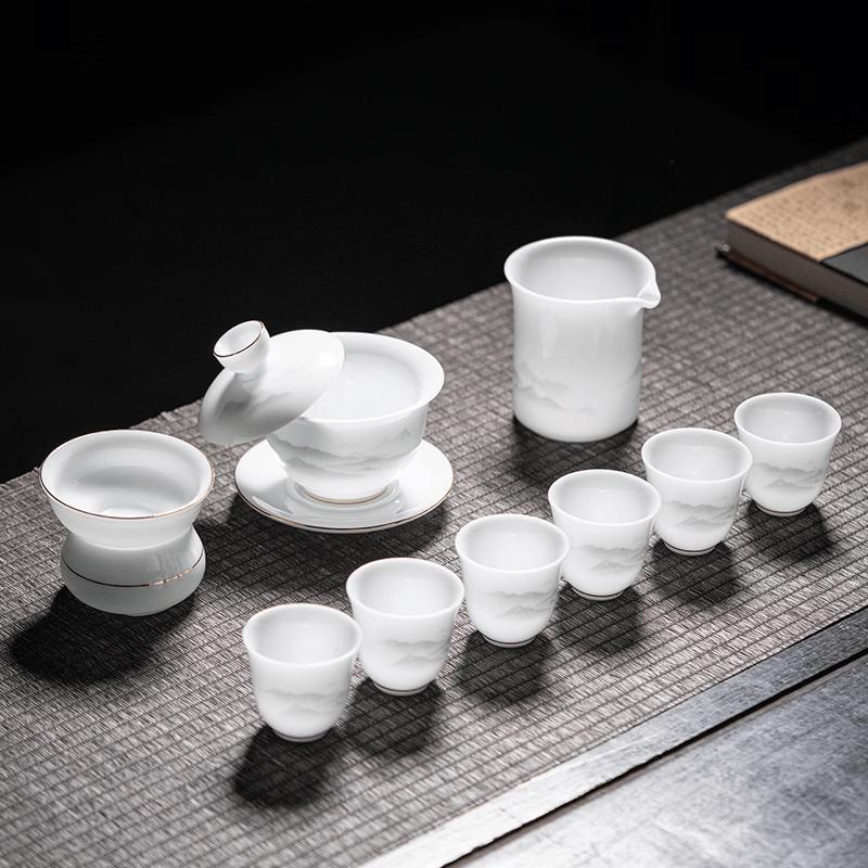 Ink Landscape Ice Jade Porcelain Kung Fu Tea Set