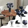 2Pcs Fake Flower Bouquet Gothic Artificial Rose Realistic Flowers Branch 34cm Black & White Halloween Decor 5 Heads
