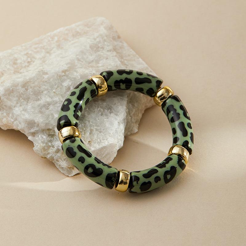 Mixed Color Bamboo Tube Acrylic Elastic Bracelets For Women Men  Resin Chunky Elbow Beaded Bangle Stack