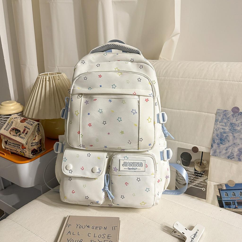 Schoolbag, Korean-style INS star print backpack, high-aesthetic sweet-style two-piece backpack for grades 1-1 for primary and secondary school