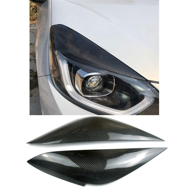 Real Carbon Fiber Front Headlight Lamp Cover Strip Eyebrow Trim Sticker Accessories Parts For Honda Fit Jazz 2021 2022