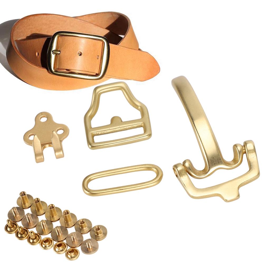 Pure Brass Belt Buckle Environmental Protection D shaped Buckle Set for Wasit Belt Accessories