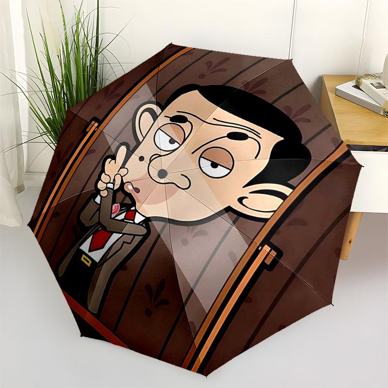 

Mr.Bean Themed Travel Umbrella-8 Ribs Automatic Opening and Closing, Portable Folding Design, Compact and Stylish Umbrella Suitable for Outd