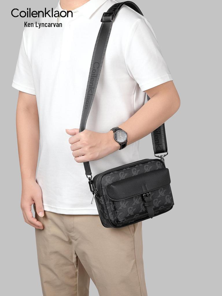 French Brand Men's Soft Cowhide Crossbody & Clutch Phone Bag