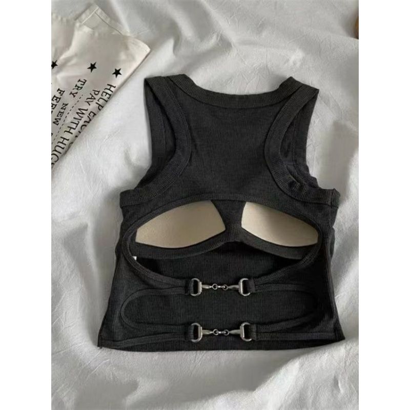 Sleeveless Seamless Slim Fit Camisole Sleeveless Open Back Slim-Fitting Suspenders Vest Women