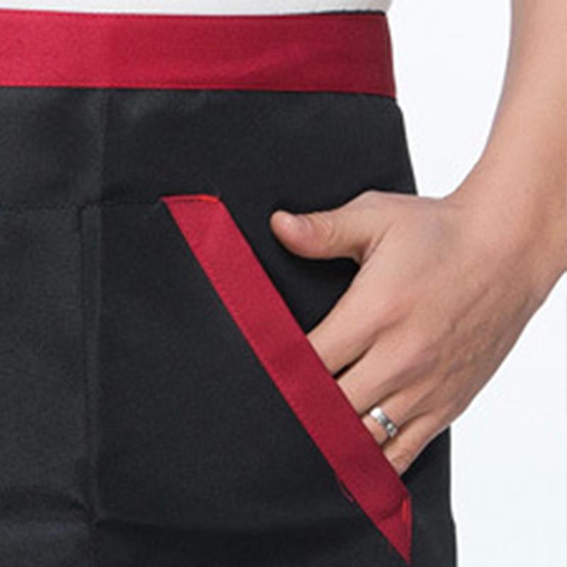2pcs Chef Waist Apron Soft Moisture Absorbent Breathable Polyester Men"s Half Apron with Pockets
