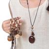 Long-length Wax Rope Walnut Pendant Necklace for Women - A Retro and Niche Design in Modern Chinese Style Accessory