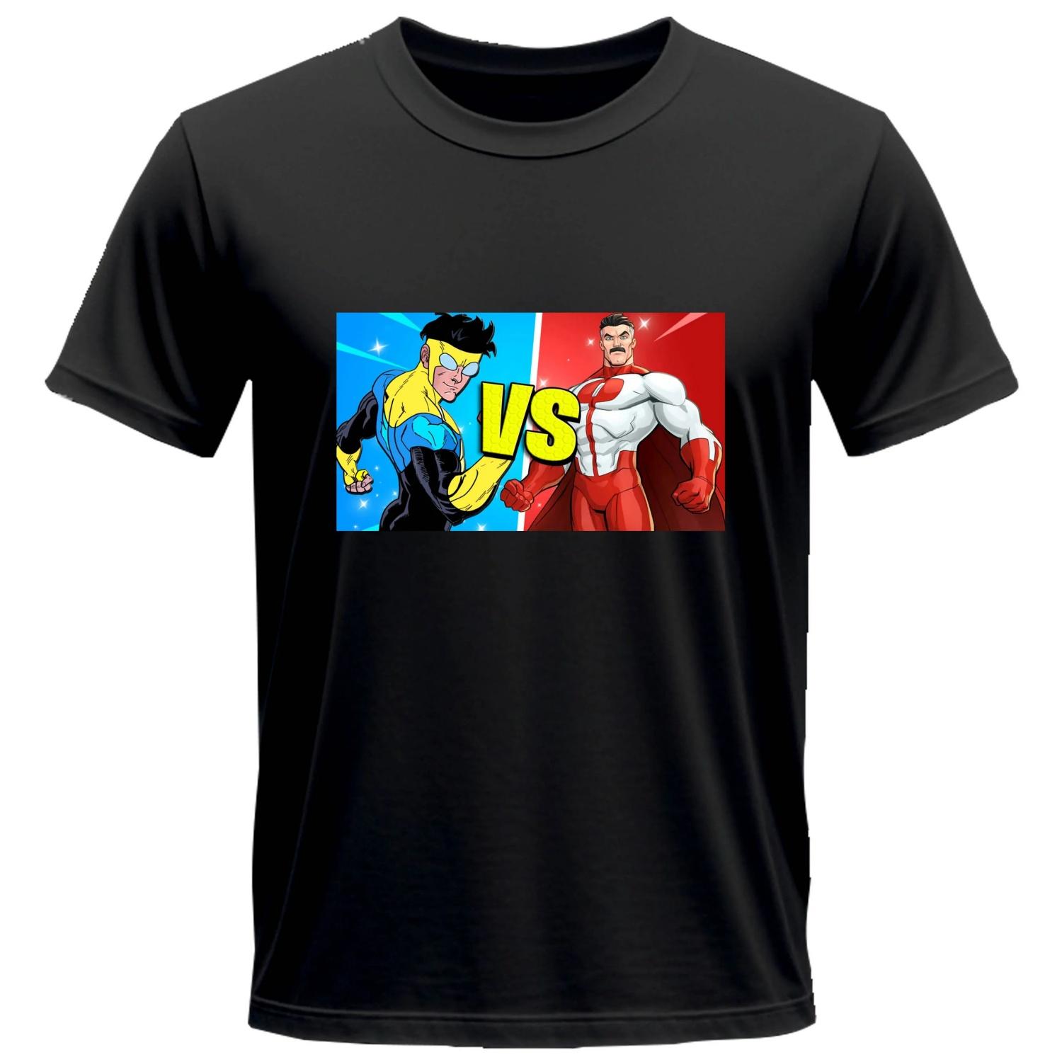 

Invincible vs omni-man Merch T-Shirts Men Women Adult Anime 100% Cotton T Shirt Round Collar Short Sleeve All Seasons Tops S чёрный
