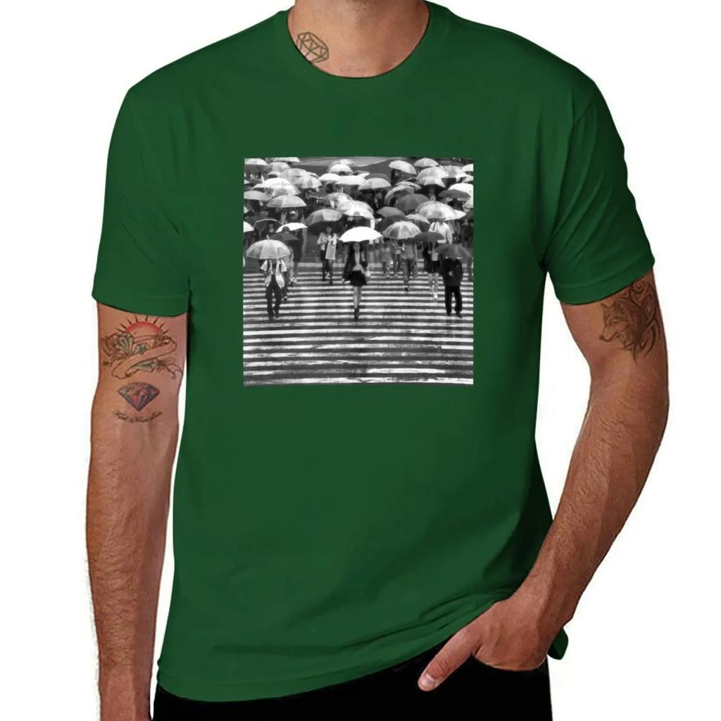 Rainy Day Shibuya TShirt anime tshirt graphic t shirts Short sleeve tee plain black t shirts men