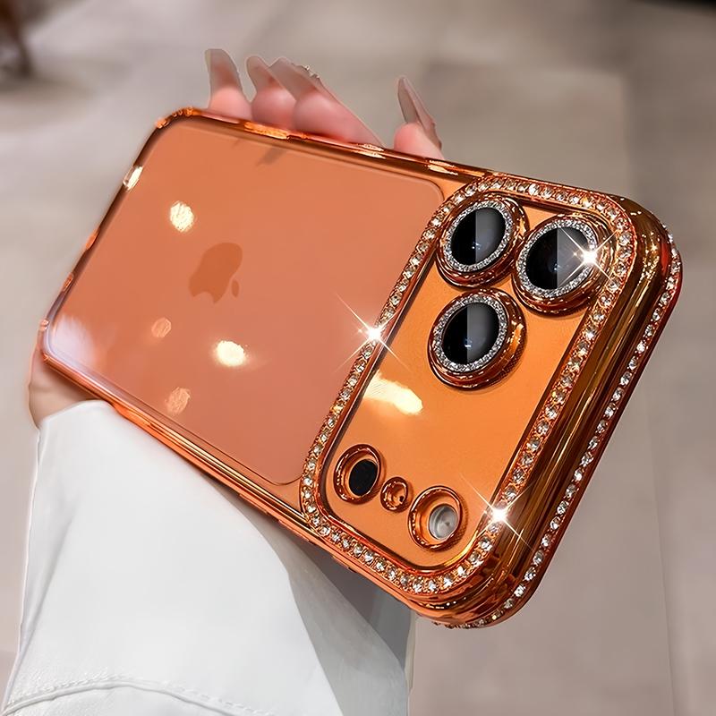 Luxury Bling Crystal Lens Film Phone Case for 11 12 13 14 15 16 17 ProMax Plus Air Clear Shockproof Silicone Bumper Cover