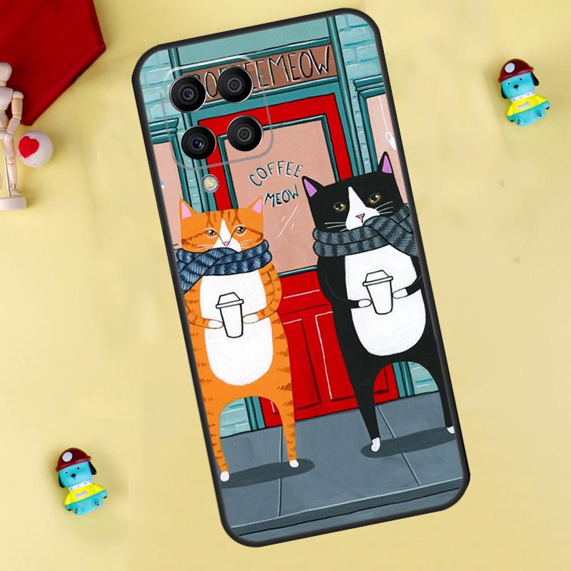 Cute Coffee Milk Cat Case For Samsung Galaxy M33 M15 M55 M31 M13 M12 M14 M06 M16 M36 M56 M53 M32 M52 M35 M34 M54