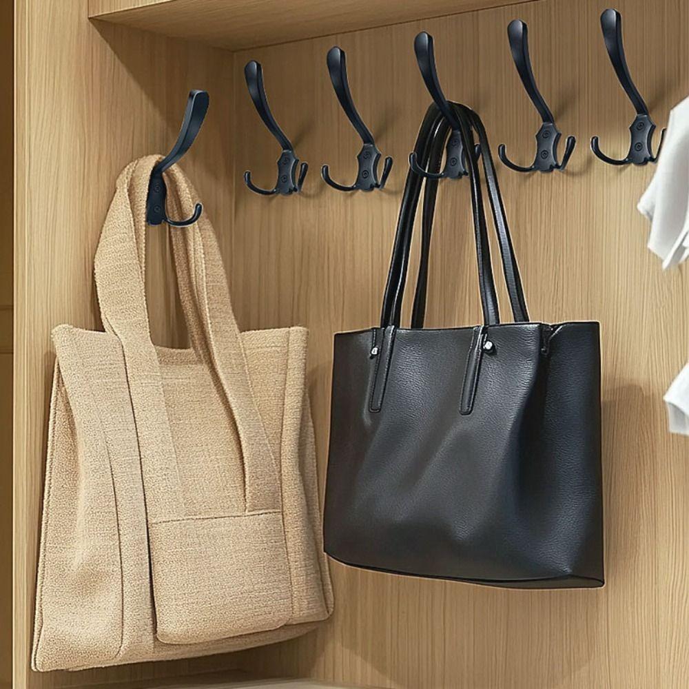 Durable 3 Hooks Coat Hook Zinc Alloy Wall Mounted Triangular Hooks Strong Load-bearing Capacity Stable Hat Wall Hanger Bedroom