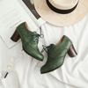 Fashion Women's Pump Shallow Brogue Shoe Vintage Chunky Heel Cut Out Oxford Shoes Woman Lace Up Female Fashion Elegant Ladies Short Boot