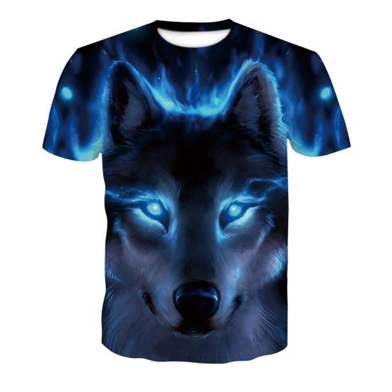 Unisex Vivid 3D Wolf Printed Short Sleeve T-shirt Round Neck Plus Size Tee Top