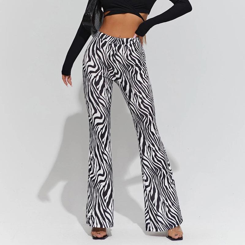 

Широкие брюки с принтом зебры Y2K, сексуальные брюки с высокой талией, женские модные повседневные женские брюки, уличная одежда XL чёрный