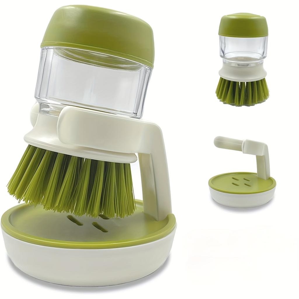 Soap Dispenser with Dish Brush,torage Bracket,Durable Plastic,Reusable,Compact Design for Kitchen, Bathroom,Household Cleaning Tool, Bathroom Cleaner,