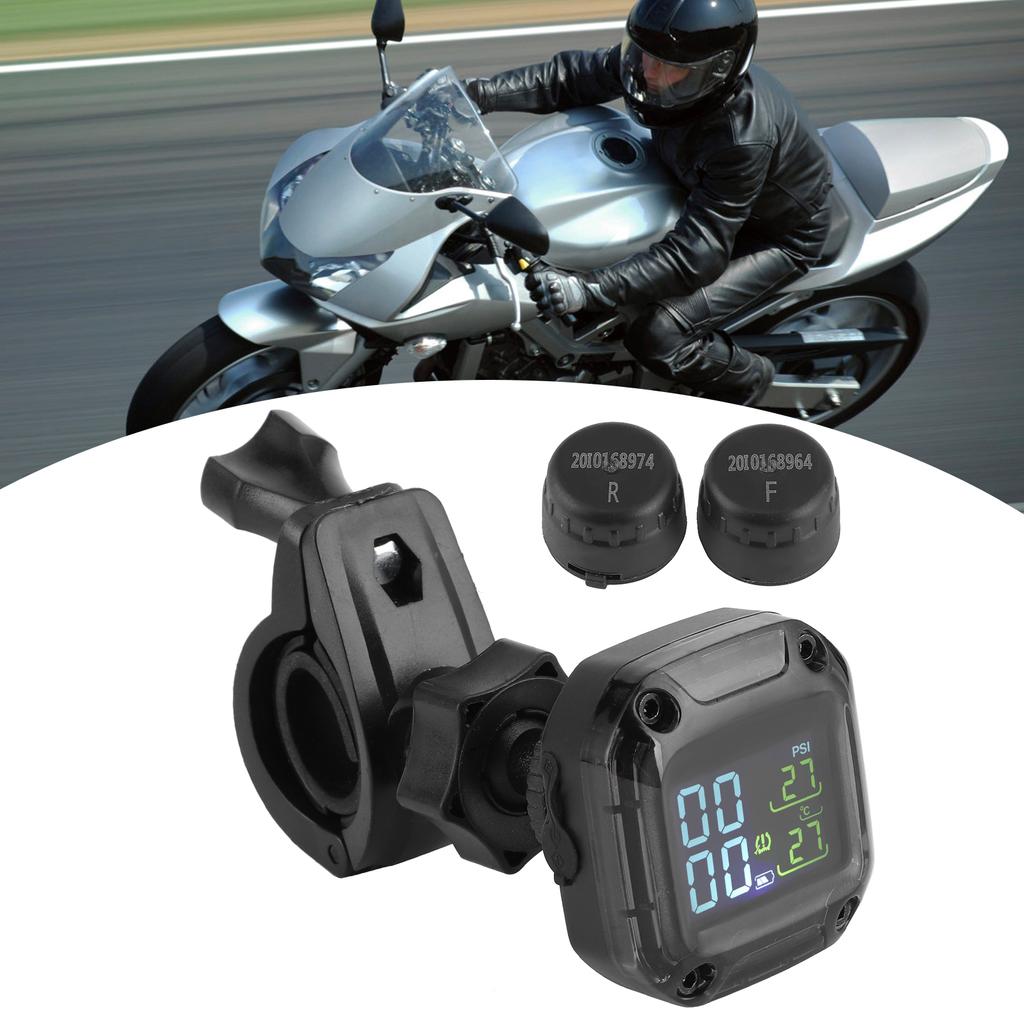 Wireless Motorcycle TPMS Real Time Tire Pressure Monitoring System High Accuracy with 2 Sensors