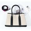 Niche high-end women's leather handbag, first-layer cowhide large-capacity canvas contrasting color garden tote bag