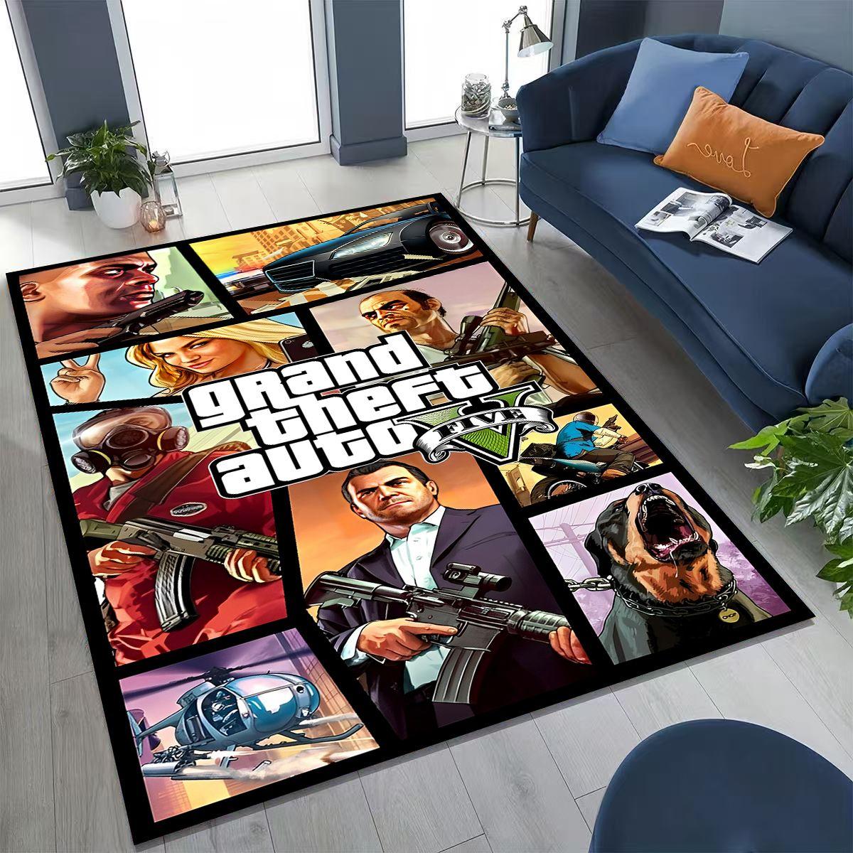 

3D G-GTA Игра Геймер Мультяшный Мото Ковер для Спальни Гостиной Дивана Домашний Придверный Коврик Декор, Большой Детский Игровой Нескользящий Напольный Коврик Подарок 40x60cm( 15x23in )