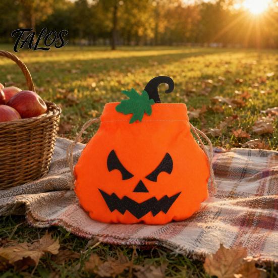 Durable Halloween Tote Drawstring Pumpkin Bag for Kids, Trick or Treat Candy Bag, Or Reusable Non Woven Fabric Goodie Party Favors Gift