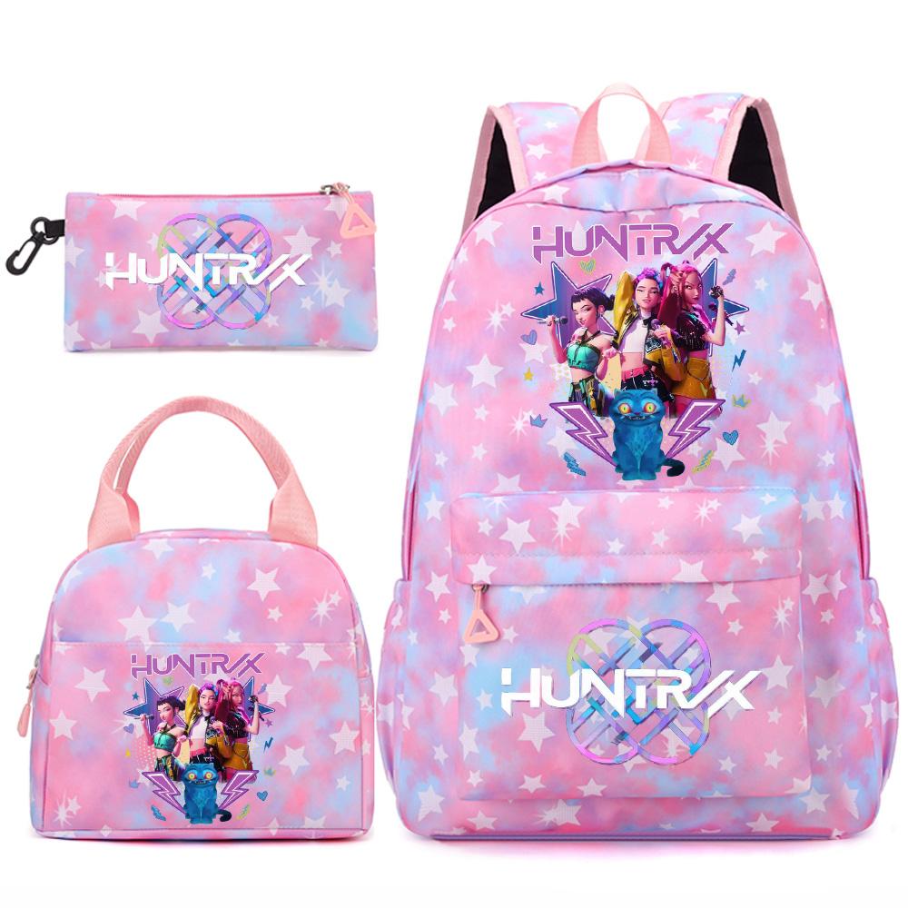 Set 3 piese/set Anime Desene animate Kpop Imprimate Rucsac Geantă de mână Etui pentru creioane pentru Adolescent Student Fată Băiat Ghiozdan Copil Ghiozdan Capacitate Mare Geantă de călătorie Cadou