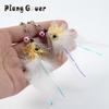 2pcs Beautiful Eyes Feather Cat Toy Accessories Replace Head Pet Toy Cat Teaser Stick For Changing Heads
