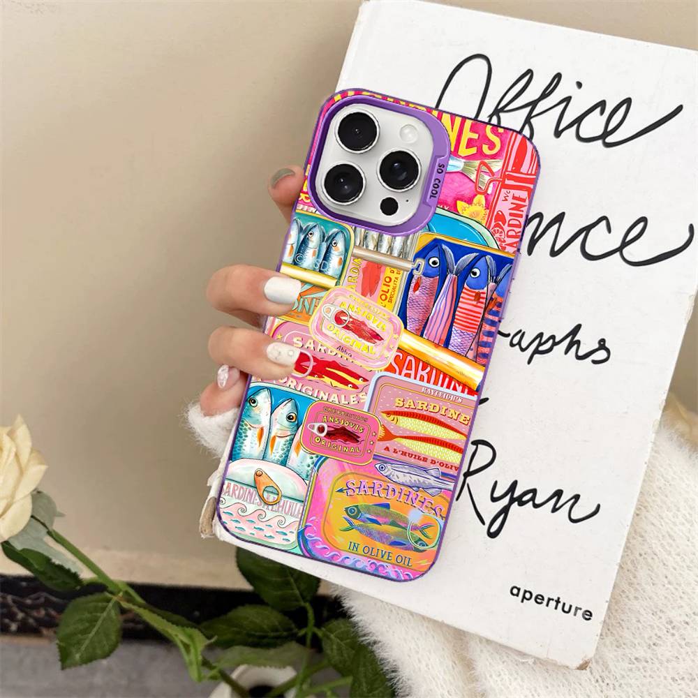 

Fish Funny Sardines For iPhone 17 16 15 14 13 12 11 Pro Max Plus Matte Color Back Phone Cover iPhone 17 Pro