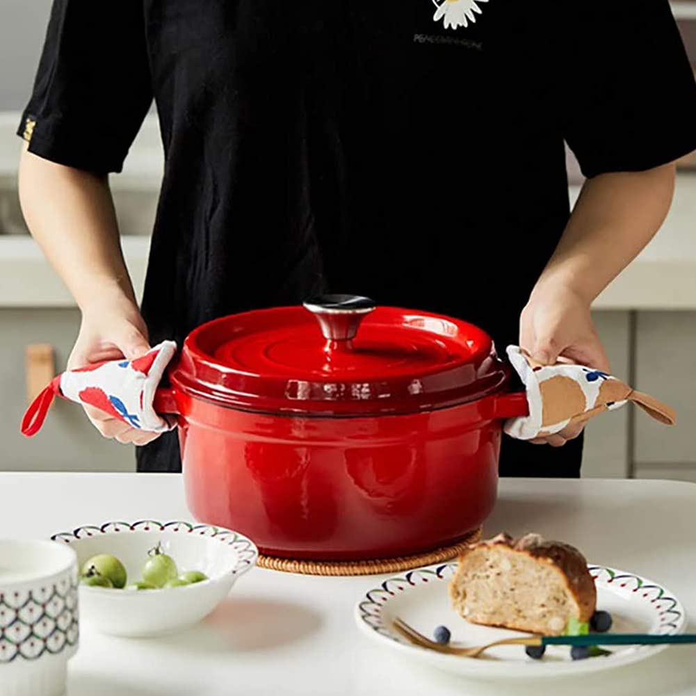 Hakona Triangular Pot Holders, Set of 2, Stylish and Cute, Nordic-Style Fish Pattern, Heat-Resistant Mitts with Iron-On Handles, Non-Slip Thickness,