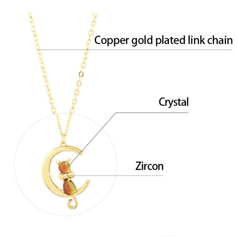 Zircon Crescent Moon Necklace Copper Gold Plated Link Chain Neck Chain Party Favors