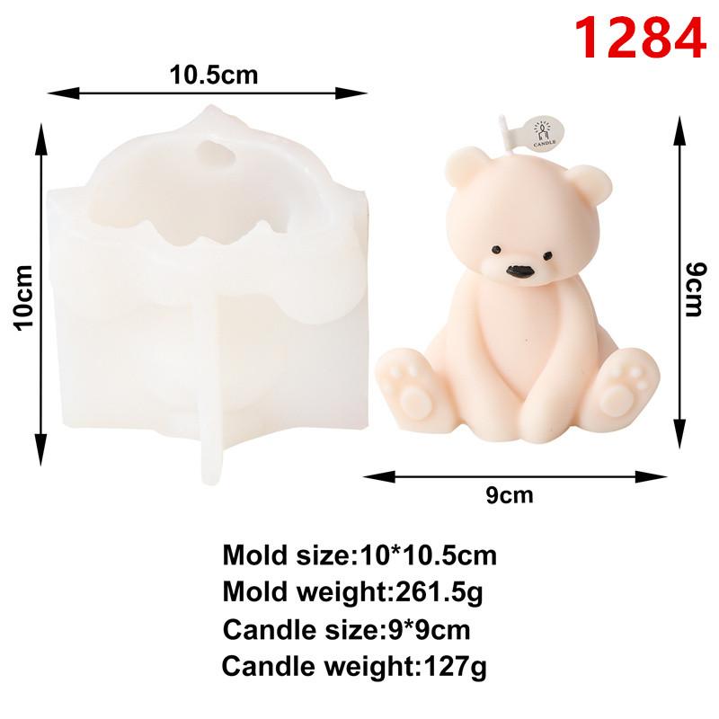 3D Cute Cartoon Bear Silicone Candle Mold DIY Home Decoration Silicone Mold For Resin Teddy Bear Candle Mold