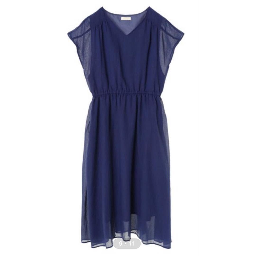 earth music&ecology gathered gauze dress blue