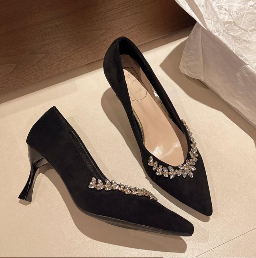 Pointed Thin Heel Sexy Shoes Women High Hee Shoes Luxury Rhinestone Stiletto Fashion Slingbacks Wedding Party Shoes Women Pumps