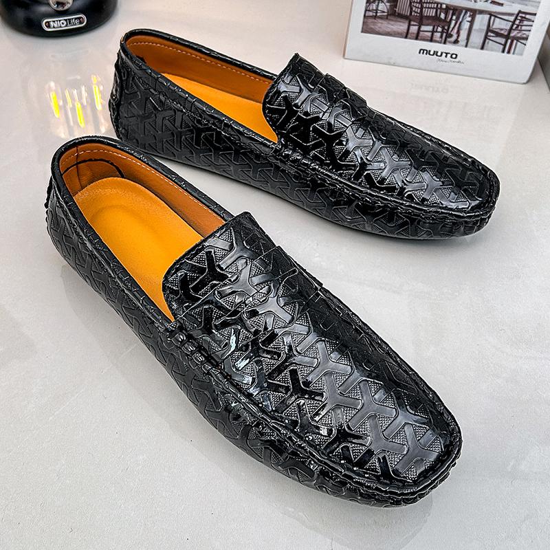 Trendy Orange Designer Loafers Man 2024 Fashion Comfortable Slip-on Casual Shoes For Men Breathable Flat Men's Leather Moccasins