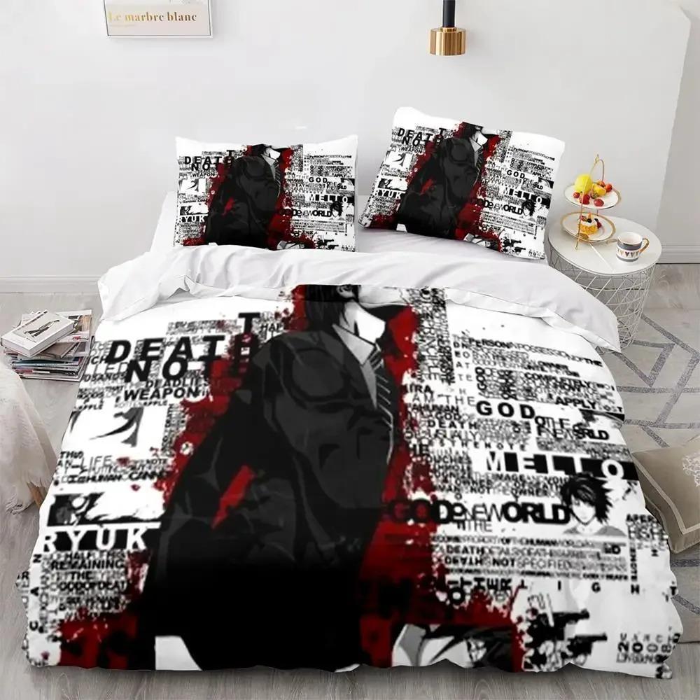 

Комплект постільної білизни Зошит смерті Single Twin Full Queen King Size Bed Set Дорослі Дитяча спальня Підодіяльники 3D-друк Аніме Зошит смерті AU King 240x210cm