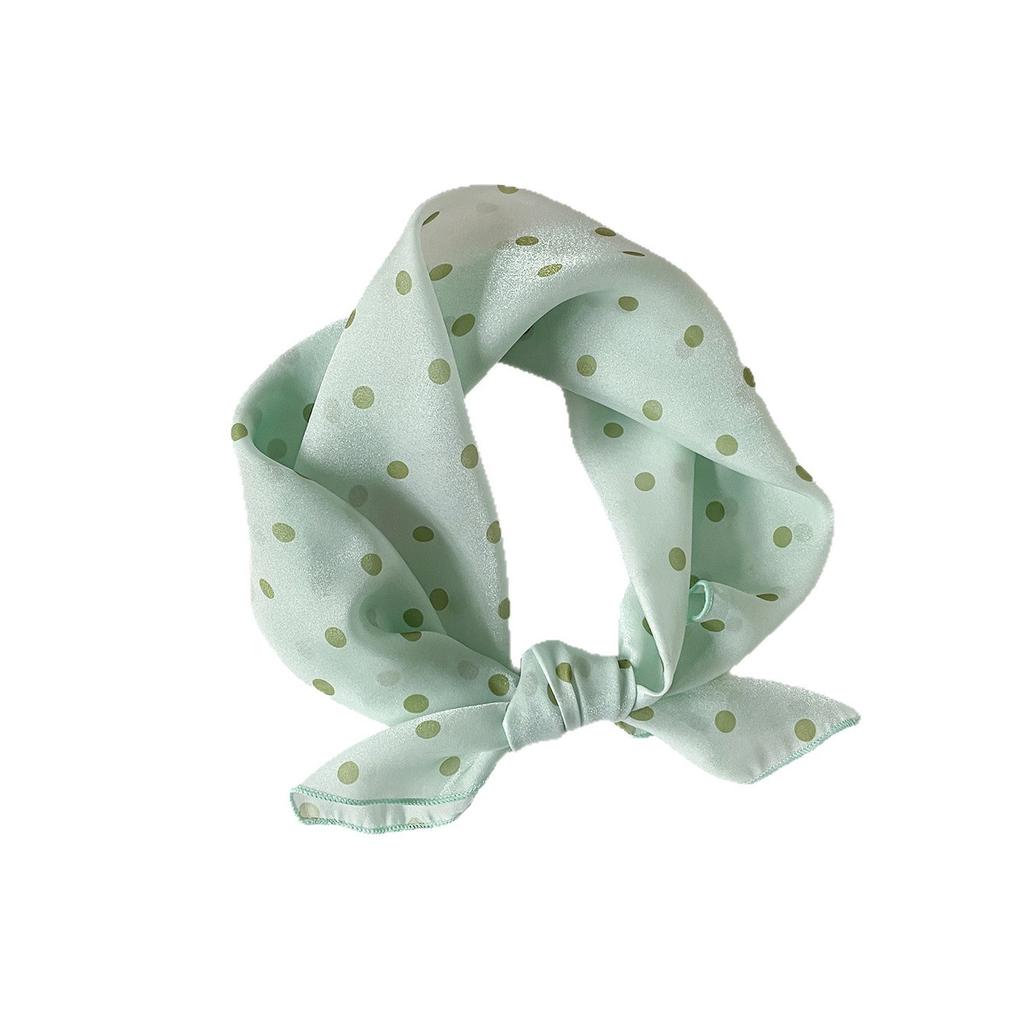 Fresh and Sweet Polka Dot Small Square Scarf Women's Organza Silk Scarf Korean Version Versatile Age-reducing Scarf Headband Headscarf Decoration