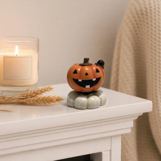 Seasonal Home Accents Spooky Halloween Figurine, Small Resin Rotating Ghost Skull Pumpkin Gravestone Rustic Decorations Statue, Collectible