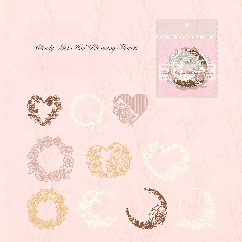 1PC Hollow border card pack Flower whisper series light retro salt series wreath butterfly handbook decoration material paper and card