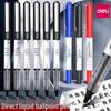 Deli Liquid Ink Quick-Dry Rollerball Pen, Black/Red, Student & Signature Use.