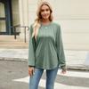 Fall Winter New Women's Solid Color Crew Neck Loose Long Sleeve T-shirt Top For Cross-border Trade