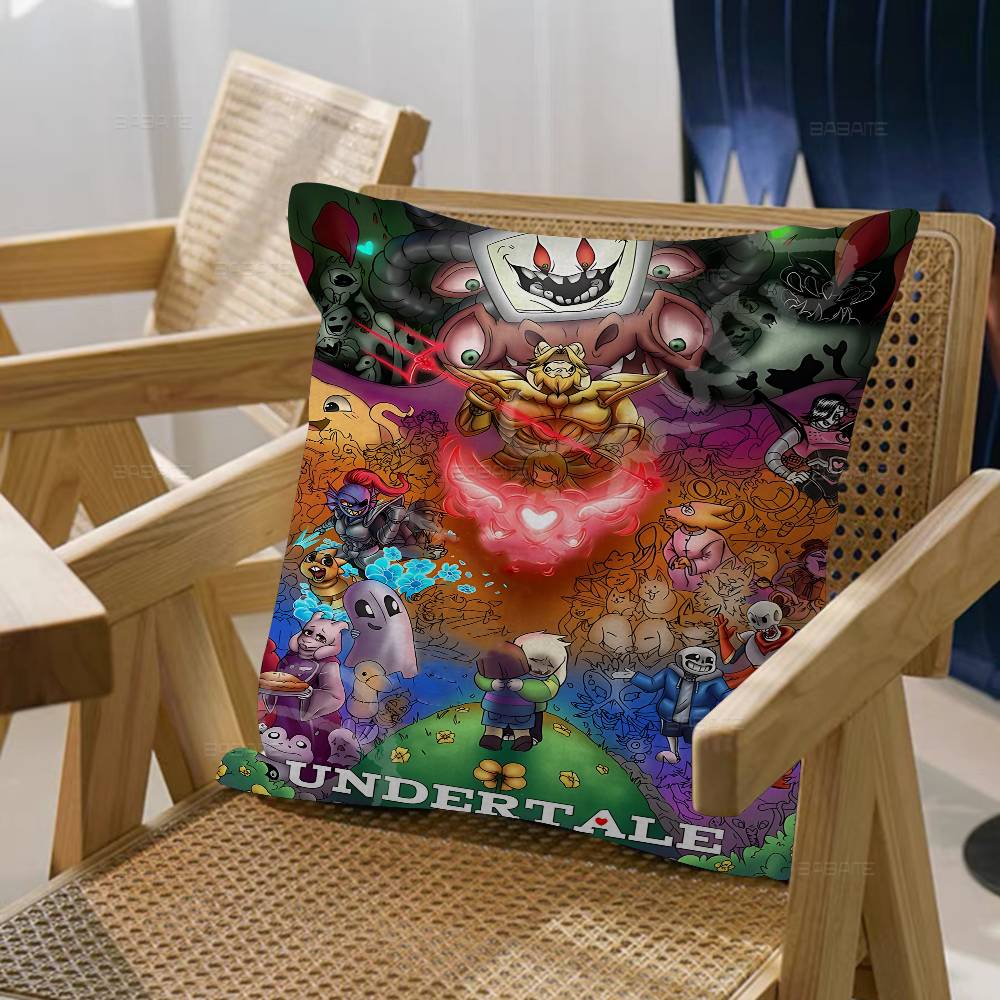 Anime Undertale Game Pillow Covers Cartoon Sofa Decorative Home Double-sided Printing Short Plush Cute Cushion Cover